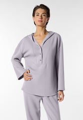 Felpa in Tessuto Tecnico Viscosa con Cappuccio e Bottoni Boarding Pass - Grigio - Moon | Oroblù