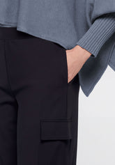 Cargo Trousers in Stretch Technical Fabric Travel - Black - Black | Oroblù