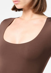 Body Maniche Corte in Eco-Microfibra Elasticizzata Skinwear - Marrone Scuro - Dark brown | Oroblù