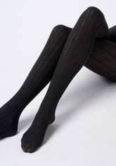 Collant in Cotone con Motivo Geometrico Cotton Knit - Nero - Black | Oroblù