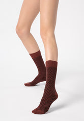 Calzino in Cotone e Alpaca Tweed - Cacao e Nero - Cacao/black | Oroblù