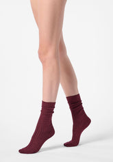 Calzino in Cotone e Lamè a Costine Diamonds Rib - Rosso Intenso - Deep red | Oroblù