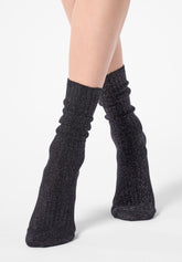 Calzino in Cotone e Lamè a Costine Diamonds Rib - Nero e Argento - Black/silver | Oroblù