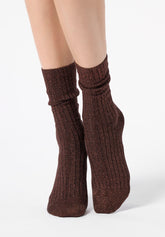 Calzino in Cotone e Lamè a Costine Diamonds Rib - Bronzo - Bronze | Oroblù