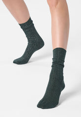 Calzino in Cotone e Lamè a Costine Diamonds Rib - Verde Foresta 2 - Forest 2 | Oroblù