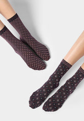 Calzini Coprenti Twins Tie Pattern 50 Bipack - Nero e Rosa - Black/rose | Oroblù