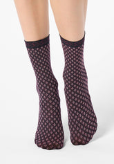 Calzini Coprenti Twins Tie Pattern 50 Bipack - Nero e Rosa - Black/rose | Oroblù