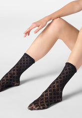 Calzino semi Velato effetto Pizzo Macramè - Nero - Black | Oroblù