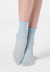 Calzino semi Velato effetto Pizzo Macramè - Azzurro Cielo 8 - Sky 8 | Oroblù