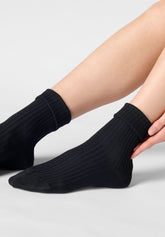 Calzino a Coste in Cotone Bio Rib - Nero - Black | Oroblù