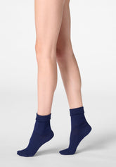 Calzino a Coste in Cotone Bio Rib - Blu - Blue | Oroblù