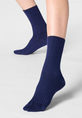 Calzino a Coste in Cotone Bio Rib - Blu - Blue | Oroblù