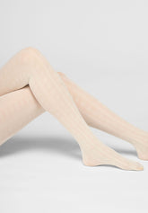 Collant en Lyocell doux Texture Grace - Blanc Laine - Wool | Oroblù