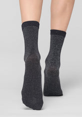 Kurze blickdichte Socke Twins Duo Glitter Doppelpack - Schwarz - Black | Oroblù