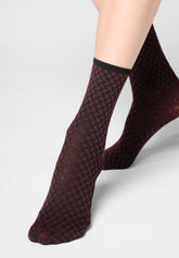 Kurze blickdichte Socke Twins Dual Texture Doppelpack - Bordeaux 11 - Bordeaux 11 | Oroblù