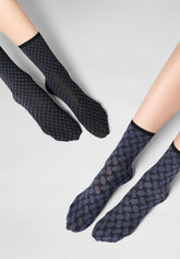 Kurze blickdichte Socke Twins Dual Texture Doppelpack - Hematite - Hematite 1 | Oroblù