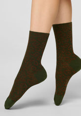 Chaussettes courtes en coton chaud avec détails Lamé Glam Spots - Vert - Green | Oroblù