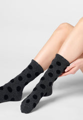 Short Socks Velvet Dots - Grey - Grey | Oroblù
