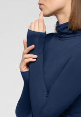 Pull--a-manches-longues--a-col-roul-e-en-Modal-stretch-Perfect-Line - Bleu Marine 2 - Marine 2 | Oroblù