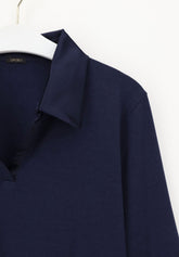 Maglia Polo Manica Lunga in Cotone e Modal Perfect Line Cotton - Blu - Blue | Oroblù