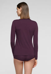 Cotton and Modal Long Sleeve Polo Shirt Perfect Line Cotton - Violet - Violet 25 | Oroblù