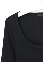 Maglia Manica Lunga in Modal Elasticizzato Perfect Line Rib - Nero - Black | Oroblù