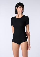 Maglia girocollo manica corta in Modal Elasticizzato Perfect Line Rib - Nero - Black | Oroblù