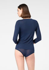 Maglia Maniche 3 -4 in Micromodal e Cashmere Perfect Cashmere - Blu - Blue | Oroblù