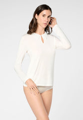 Maglia con Colletto Manica Lunga in Modal Elasticizzato Perfect Line Modal - Avorio - Ivory | Oroblù