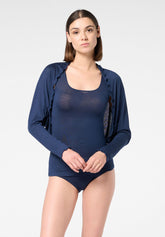 Cache Coeur in Micromodal e Cashmere Perfect Line Cashmere - Blu - Blue | Oroblù