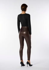 Leggings in Eco Pelle Elasticizzata effetto Termico Must Plus - Marrone Scuro - Dark brown | Oroblù