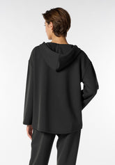 Felpa in Tessuto Tecnico Viscosa con Cappuccio e Bottoni Boarding Pass - Antracite - Anthracite | Oroblù