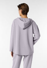 Felpa in Tessuto Tecnico Viscosa con Cappuccio e Bottoni Boarding Pass - Grigio - Moon | Oroblù