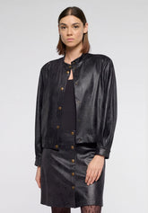 Veste courte en similicuir effet vintage Ecoleather - Noir - Black | Oroblù
