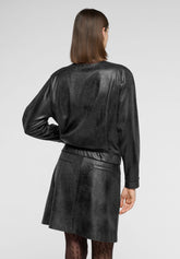 Veste courte en similicuir effet vintage Ecoleather - Noir - Black | Oroblù