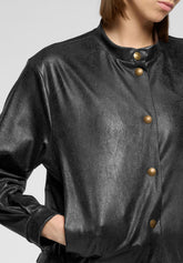 Veste courte en similicuir effet vintage Ecoleather - Noir - Black | Oroblù