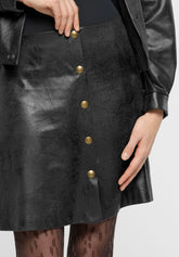 Minijupe en similicuir effet vintage Ecoleather - Noir - Black | Oroblù