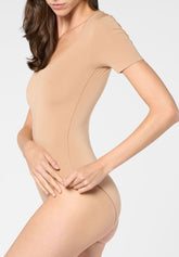 Body Maniche Corte in Eco-Microfibra Elasticizzata Skinwear - Nudo - Skin | Oroblù