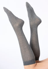 Gambaletto a Coste in Viscosa e Cashmere Light - Grigio Melange - Grey melange | Oroblù