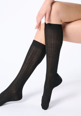 Gambaletto a Coste in Viscosa e Cashmere Light - Nero - Black | Oroblù