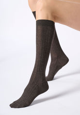 Gambaletto a Coste in Viscosa e Cashmere Light - Marrone - Brown | Oroblù