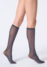 Gambaletto Velato Micro Pois Plumetis 30 - Blu 11 - Blue 11 | Oroblù