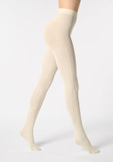 Collant in Cotone con Motivo Geometrico Cotton Knit - Bianco Lana - Wool | Oroblù