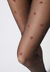 Collant semi Velato Floral Fancy 30 - Nero Roses - Roses | Oroblù