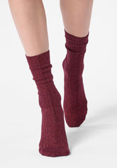 Calzino in Cotone e Lamè a Costine Diamonds Rib - Rosso Intenso - Deep red | Oroblù