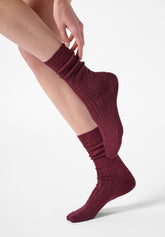 Calzino in Cotone e Lamè a Costine Diamonds Rib - Rosso Intenso - Deep red | Oroblù