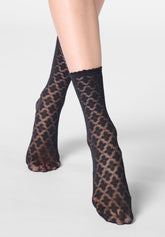 Calzino semi Velato effetto Pizzo Macramè - Nero - Black | Oroblù