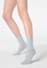 Calzino semi Velato effetto Pizzo Macramè - Azzurro Cielo 8 - Sky 8 | Oroblù