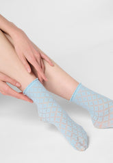 Calzino semi Velato effetto Pizzo Macramè - Azzurro Cielo 8 - Sky 8 | Oroblù