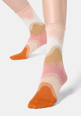 Calzino Corto in Cotone Motivo Onde Waves - Rosa Salmone - Salmon | Oroblù